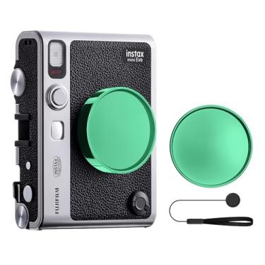 Imagem de MUZIRI KINOKOO Tampa de lente para câmera instantânea Fuji Instax Mini EVO, capa de lente mini EVO de plástico premium em flocagem interna com corda antiperda - verde