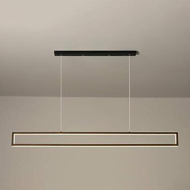 Imagem de Luminária pendente linear retangular LED moderna luminária lustre LED de metal preto, luzes pendentes de 39,4/47,3 '', ilha de cozinha para sala de jantar, sala de estar (tamanho: 100 cm)
