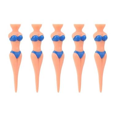 Imagem de Keenso Camisetas de golfe de plástico, 5 peças, biquíni feminino, camisetas de treinamento com função antiderrapante, altura ideal para desempenho ideal (azul)