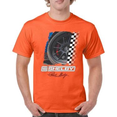 Imagem de Camiseta masculina Shelby Wheel American Classic Muscle Car Racing Mustang Cobra GT500 Performance Powered by Ford, Laranja, GG