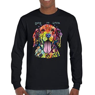 Imagem de Camiseta de manga comprida Dean Russo Labrador Retriever Love Pet Dog is Love, Preto, 3G
