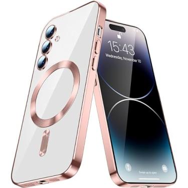 Imagem de MEMAXELUS Capa magnética para Samsung Galaxy Note 10 Plus, Galaxy Note 10+ capa transparente antiamarelamento TPU protetor de lente de câmera à prova de choque para Samsung Note 10 Plus capa ouro rosa