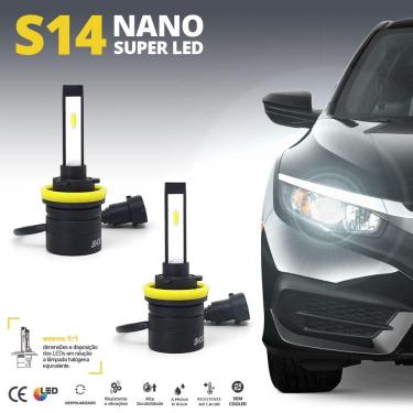 Imagem de Par Lâmpadas H11 Farol Milha Fiat Bravo 2010 2011 2012 2013 2014 Super Led Mini Nano 6000k Sem Adaptar Furar Tampa Shocklight S14
