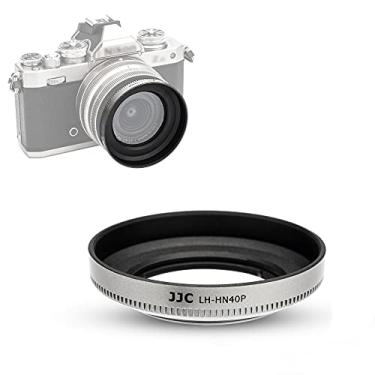 Imagem de Para-sol prateado rosqueado para lente Nikon Z DX 16-50mm f/3.5-6.3 VR na Nikon Z fc Zfc Z50 substitui o para-sol Nikon HN-40 Permite fixar filtro de 46 mm e tampa da lente