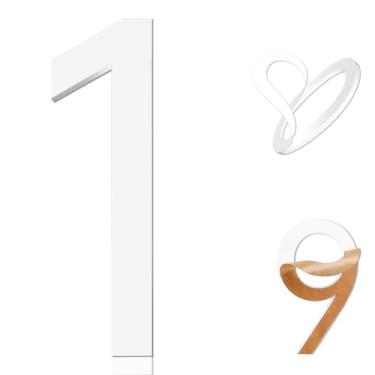 Imagem de Números adesivos de 12 cm, números brancos de casa para porta de apartamento, casa de fazenda, caixa de correio, escritório, hotel, exterior, números de endereço residencial, casa fosca acrílica
