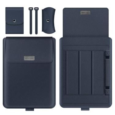 Imagem de GANGANPRO Capa para laptop de 15-15,4 a 15,6 polegadas com suporte compatível com Microsoft Surface Laptop 5/4/3/2 de 13,5 polegadas, MacBook Air/Pro de 13,3 polegadas, capa de couro PU para laptops
