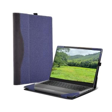 Imagem de VEVOOD Capa para laptop Dell lnspiron 14 Plus 7420 7430 e Inspiron 14 Pro 5420 5430 7425 5425 capa à prova de quedas com tudo incluído, capa de bolso interno de couro PU de 14 polegadas (azul)