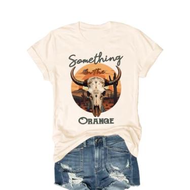 Imagem de Camiseta feminina de banda de rock vintage música country Something in The Orange Concert Outfit Tops de manga curta, U-bege, M