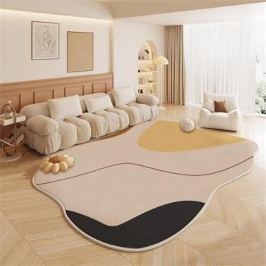 Imagem de Tapete de cabeceira estilo creme, tapete macio e macio para sala de estudo, sala de estar, tapete grosso, decoração irregular da sala de estar, tapete de pelúcia antiderrapante, 2,200 x 250