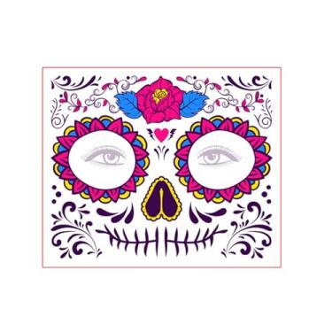 Imagem de Vaveren Adesivo de rosto de Halloween para crianças e adultos Adesivo de rosto de caveira para baile de máscaras de carnaval, Style D