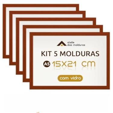 Imagem de COMBO 5 MOLDURAS A5 15X21 COM VIDRO DECORAÇÃO ARTE IMAGEM