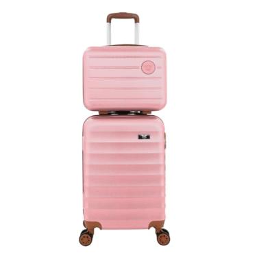 Imagem de Kit Falcon Line Mala De Viagem ABS com Frasqueira Bordo Mão Pequena 10kg Abs Cadeado Com Frasqueira Padrão ANAC com 4 Rodas duplas 360° Cadeado Anti Furto | Conjunto Mala Falcon line com Frasqueira