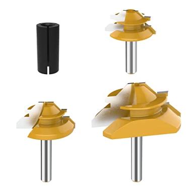 Imagem de Roteador de 1/4 polegada arredondado de canto, arredondamento de borda, conjunto de brocas de contas, 1/8" 1/4" 3/8" 1/2" Raio 4 peças, 45XHD-1/4SH-3PCS, Lock Miter Router Bit-1/4"Shank-3Pcs