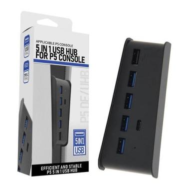 Imagem de Hub USB 5 Portas Compatível Com Playstation 5 Digital e Ultra Carregad