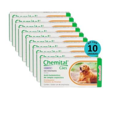 Imagem de Kit Vermífugos Chemital Cães Chemitec 4 Comp. C/ 10 caixas