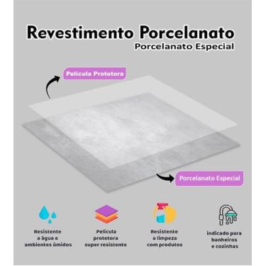 Imagem de 10 Pisos Porcelanato Vinílico Autocolante Lavável Adesivo Para Chão - 