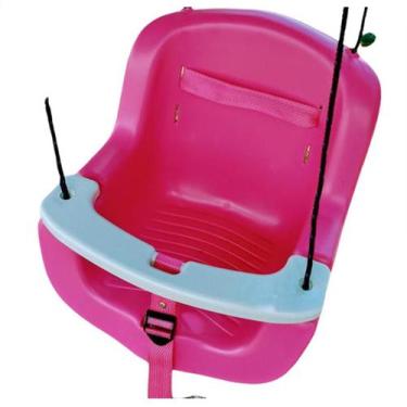 Imagem de Balanço Infantil Plástico ROSA Bebê Criança Cadeirinha Com Corda - Cia