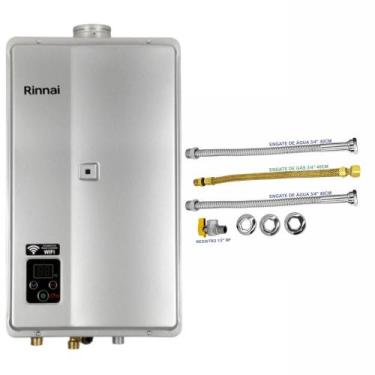 Imagem de Aquecedor Rinnai 32,5 Litros E33 FEH GLP Prata (Digital) + Conjunto Li