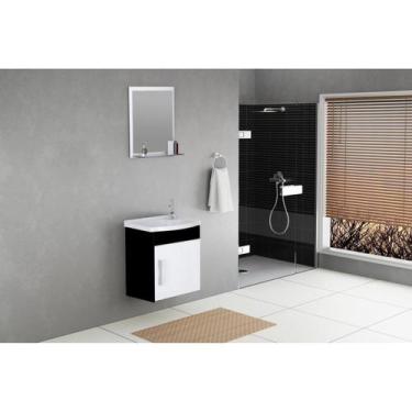 Imagem de Conjunto Gabinete de Banheiro Suspenso 39cm 1 Porta com Cuba e Espelhe