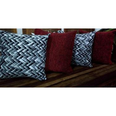 Imagem de Kit 4 Capas de Almofadas Decorativas Jacquard  branco com breto LISO C