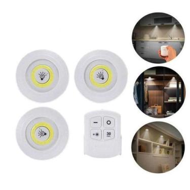 Imagem de Kit 3 Lâmpada Iluminaria Led Luminária Sem Fio Controle Remoto Spots A
