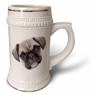 Imagem de 3dRose Retrato de filhote de pug fofo - Caneca de Stein, 510 g, 623 g, branca