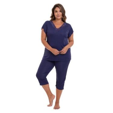 Imagem de Pijama Capri Liganete Marinho Sepie2470 Plus Size, 50, Marinho