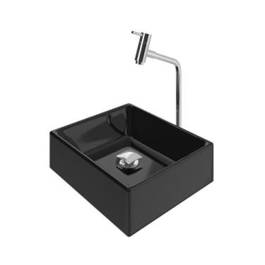 Imagem de Kit Cuba Tulipa Sobrepor com Torneira DL08 e Valvula Click Preto - Loj