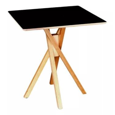 Imagem de Mesa de Jantar 4 Lugares Quadrada em Madeira 90x90cm Preta - Pizarro