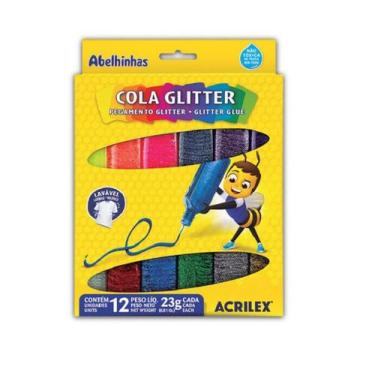Imagem de Cola Acrilex com Glitter 12 cores 23grs