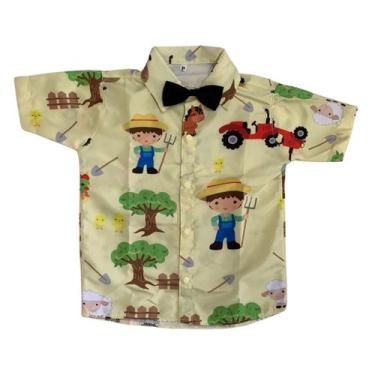 Imagem de Camisa Infantil Fazendinha Social E Gravata - Pequenos Encantos Baby, 