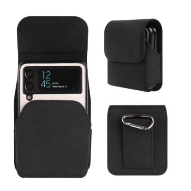 Imagem de Capa para celular Galaxy Z Flip, bolsa vertical de nylon preto com alça de cinto para Motorola Razr Plus 2023 / Razr 5G / Razr 2019/40 Ultra, Samsung Galaxy Z Flip 5, Z Flip 4, Z Flip 3 5G, Z Flip 5G