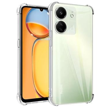 Imagem de Yerebel Capa para Redmi 13C 4G, capa fofa para Redmi 13C 5G/Poco C65/Poco M6 5G/Redmi 13R 5G, capa de silicone de borracha macia de TPU transparente e flexível para Xiaomi Redmi 13C transparente