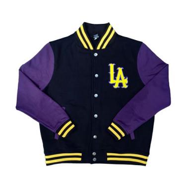 Imagem de Jaqueta College Moletom Masculina M10 Hoop LA, Preto, M