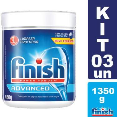 Imagem de Kit 3 Detergente para Lava-louças em Pó Finish Power 450g