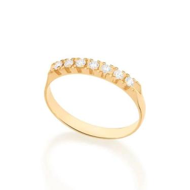 Imagem de Anel rommanel meia aliança aparador banhado ouro 18k feminino cravejad