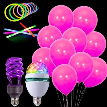 Imagem de Kit Balão Bexiga Neon Lâmpada Espiral e Giratória C/Pulseira - Fest Ba