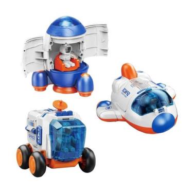Imagem de Kit 3 Brinquedo Foguete Carro Nave Espacial Astronauta Lunar - Top Kid