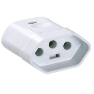 Imagem de Plugue Tomada Femea 3 Polos 10A 250V Branco TRAMONTINA