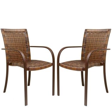 Imagem de 2 Cadeiras Ascoli Argila, Alumínio Pintura Eletrostática Marrom