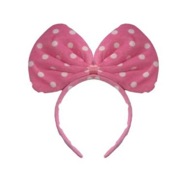 Imagem de Tiara com Laço Bolinhas Brancas de Pelúcia - Extra Festas, Rosa escuro