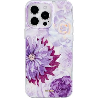 Imagem de SCORPIFY Capa para iPhone 11 Pro [compatível com MagSafe] com design floral roxo zinnia, linda capa de telefone magnética transparente para mulheres e meninas, [proteção contra quedas de grau MIL-10F]