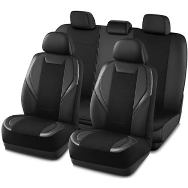 Imagem de Road Comforts Capa de Assento de Carro, Couro com Malha Respirável, Ajuste Universal para Carros e SUVs, Preta