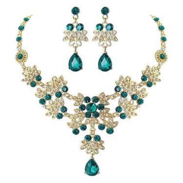 Imagem de Conjunto Colar e Brincos Elegantes Brillho Gota Luxo Festas - anjo da 