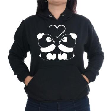 Imagem de Blusa Moletom Feminina Canguru Flanelado Casual Casal Panda - Markelly