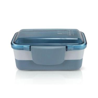 Imagem de Pote Marmita Plástico Alimentos com 2 Andares Divisórias Compartimento