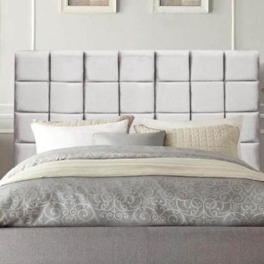 Imagem de Cabeceira Estofada Clara 160CM Queen Suede Cinza Claro - D A DECOR - D