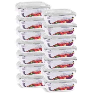 Imagem de KIT 14 Pote de Vidro Retangular com Tampa Hermética 640ml Branco - U4H