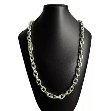 Imagem de Cordão 12mm Cadeado Banhado A Prata 925 Luxo - ToJoia18k