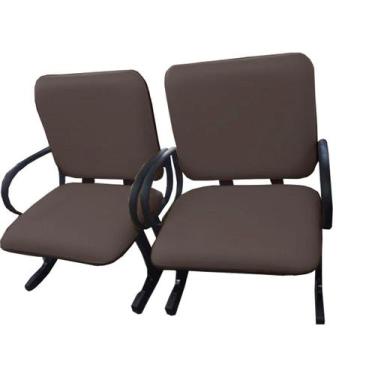 Imagem de 02 Cadeiras para Escritório para Obesos até 250kg Marrom - Design Offi